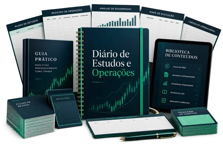 Kit Diário de Estudos e Operações com caderno e fichas