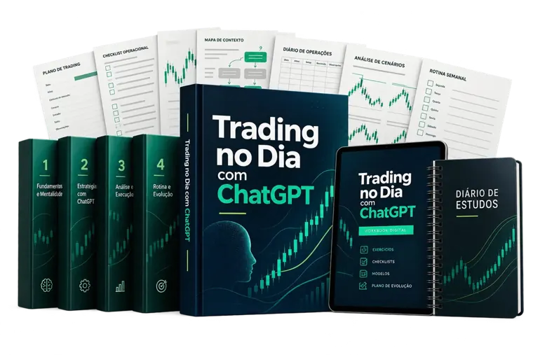 Kit completo Trading no Dia com ChatGPT, livro e materiais de estudo